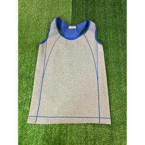 Riva‎ USA Womens Racerback Athletic Tank Top Grey Blue Contrast Piping One Size